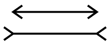 Deceptive illusion identical length lines